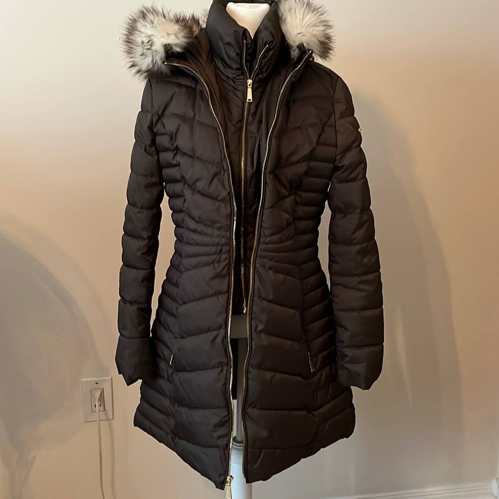 Laundry by Shelli Segal Dark Olive Green Puffer Coat